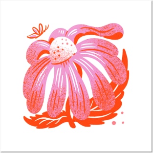 Orange pink Daisy Posters and Art